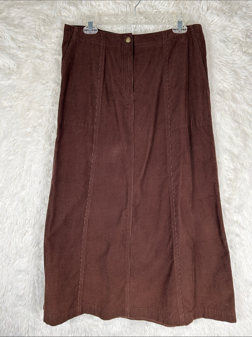 NWT Vintage Lauren Ralph Lauren Dark Brown Midi Corduroy Skirt